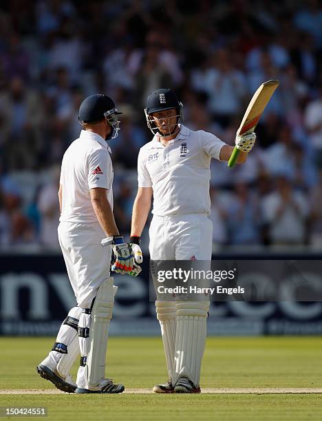 Jonny Bairstow of England acknowledges the crowd after reaching his half century during day two of the 3rd Investec Test match between England and...