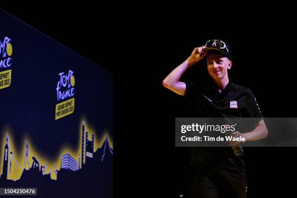 Tadej Pogacar of Slovenia and UAE Team Emirates attends to the "Top Riders Press Conference" ahead of the 110th Tour de France 2023 / #UCIWT / on...