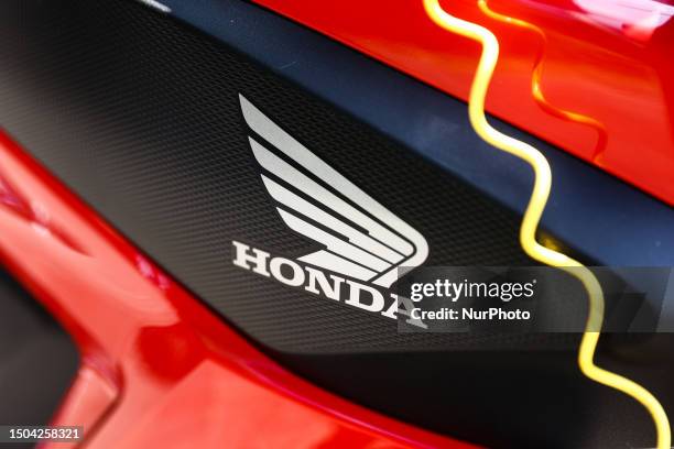 Honda logo is seen on a motorcycle in Krakow, Poland on July 4, 2023.