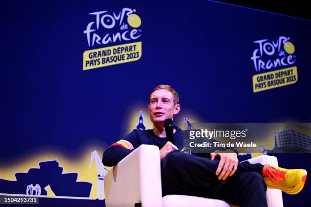 Jonas Vingegaard of Denmark and Team Jumbo-Visma attends to the "Top Riders Press Conference" ahead of the 110th Tour de France 2023 / #UCIWT / on...