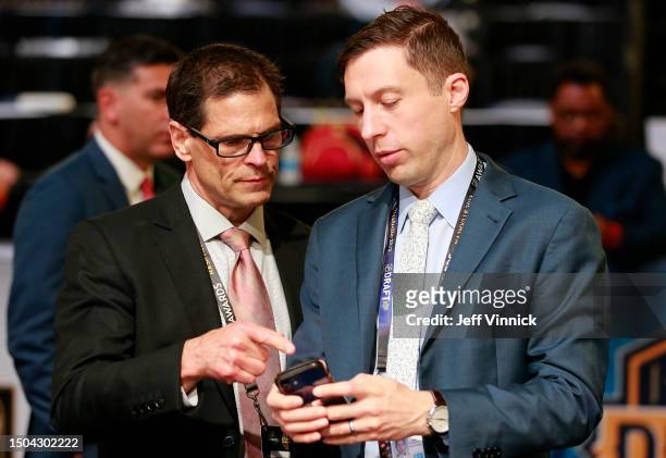 Don Sweeney of the Boston Bruins on the draft floor during the 2023 Upper Deck NHL Draft - Rounds 2-7 at Bridgestone Arena on June 29, 2023 in...