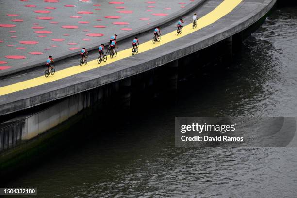 General view of Victor Campenaerts of Belgium, Jasper De Buyst of Belgium, Pascal Eenkhoorn of The Netherlands, Caleb Ewan of Australia, Frederik...