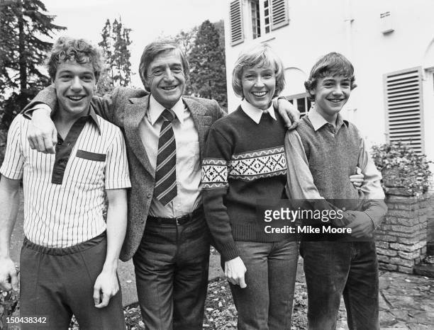 English broadcaster and talkshow host Michael Parkinson at home with his wife, TV presenter Mary Parkinson and their sons Nicholas and Michael Jr. ,...