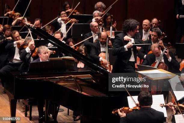 Gustavo Dudamel leading the Los Angels Philharmonic in Bernstein's "Symphony No. 2" at Avery Fisher Hall on Thursday night, May 20, 2010.The pianist...