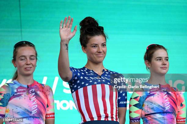 Chloe Dygert of The United States and Team Canyon//SRAM Racing during the team presentation of the 34th Giro d'Italia Donne 2023 / #UCIWWT / on June...