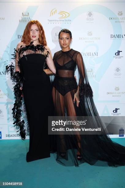 Bella Thorne and Karrueche Tran attend the red carpet at the 69th Taormina Film Festival on June 29, 2023 in Taormina, Italy.