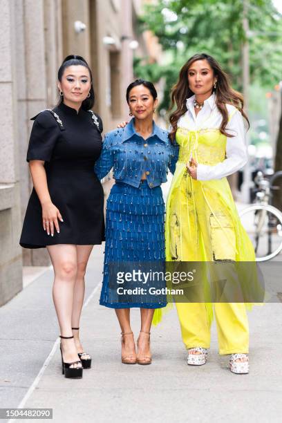 Sherry Cola, Stephanie Hsu and Ashley Park are seen in the Upper West Side on June 29, 2023 in New York City.