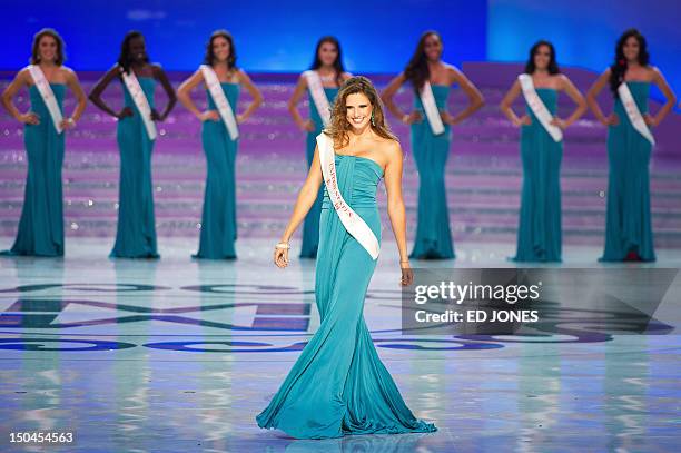 Miss United States Claudine Book parades during the Miss World 2012 final ceremony at the Dongsheng stadium in the inner Mongolian city of Ordos on...