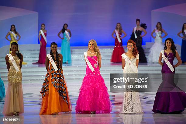 Miss Gabon Marie Noelle Ada Meyo, Miss Cote d'Ivoire Hadjau Helene-Valerie, Miss Finland Sabina Sarkka, Miss France Delphine Wespiser and Miss...