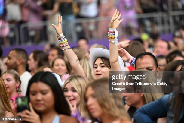 Fans wait for Taylor Swift to perform Friday, June 23 at US Bank Stadium in Minneapolis, Minn. Taylor Swift Eras Tour, U.S. Bank Stadium,...