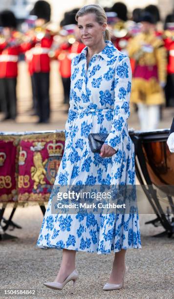 Sophie, Duchess of Edinburgh takes the Salute at The Household Division Beating Retreat Musical Spectacular at Horse Guards Parade on July 5, 2023 in...