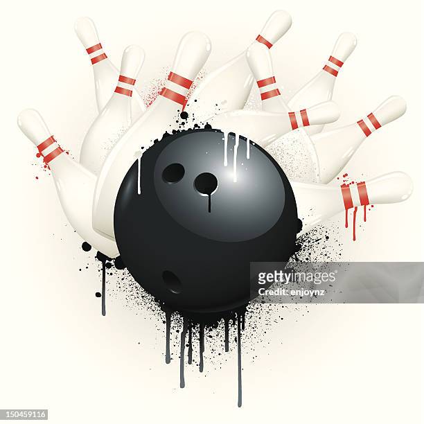 grunge strike - bowling pin stock illustrations