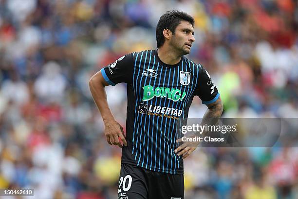 Carlos Bueno of Queretaro in action, during a match between Queretaro and America, as part of the Apertura 2012 Liga Mx at La Corregidora Stadium on...