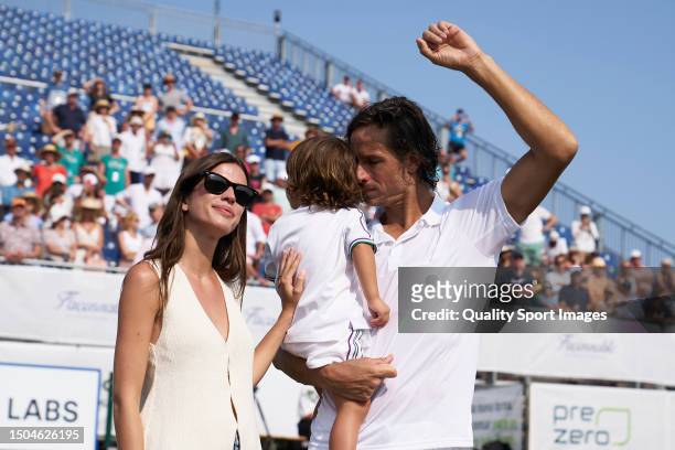 Feliciano Lopez of Spain and his wife Sandra Gago after announcing their retirement during day four of the Mallorca Championships 2023 at Mallorca...