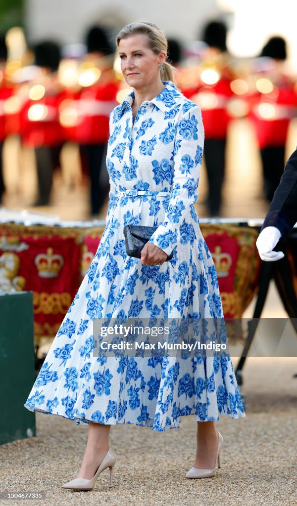 The Duchess Of Edinburgh Takes Salute At The Household Division Beating Retreat Musical Spectacular