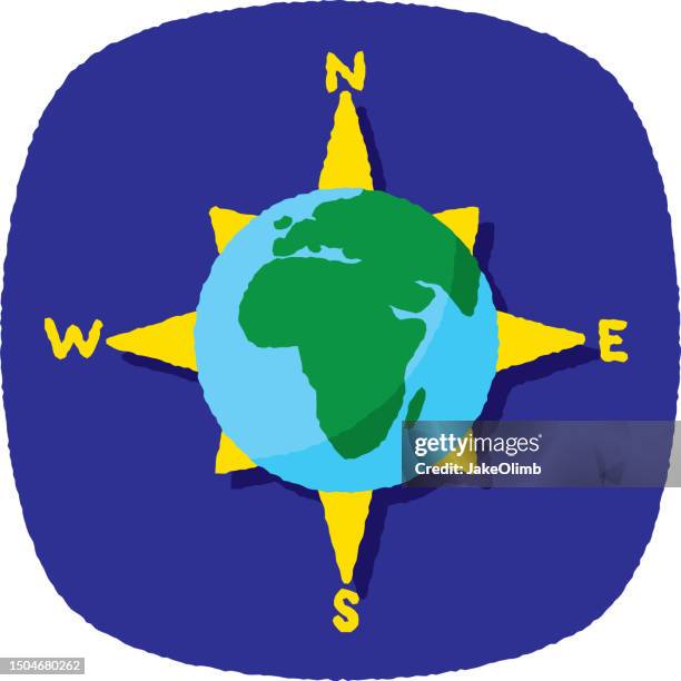 ilustraciones, imágenes clip art, dibujos animados e iconos de stock de globe compass doodle 4 - west africa
