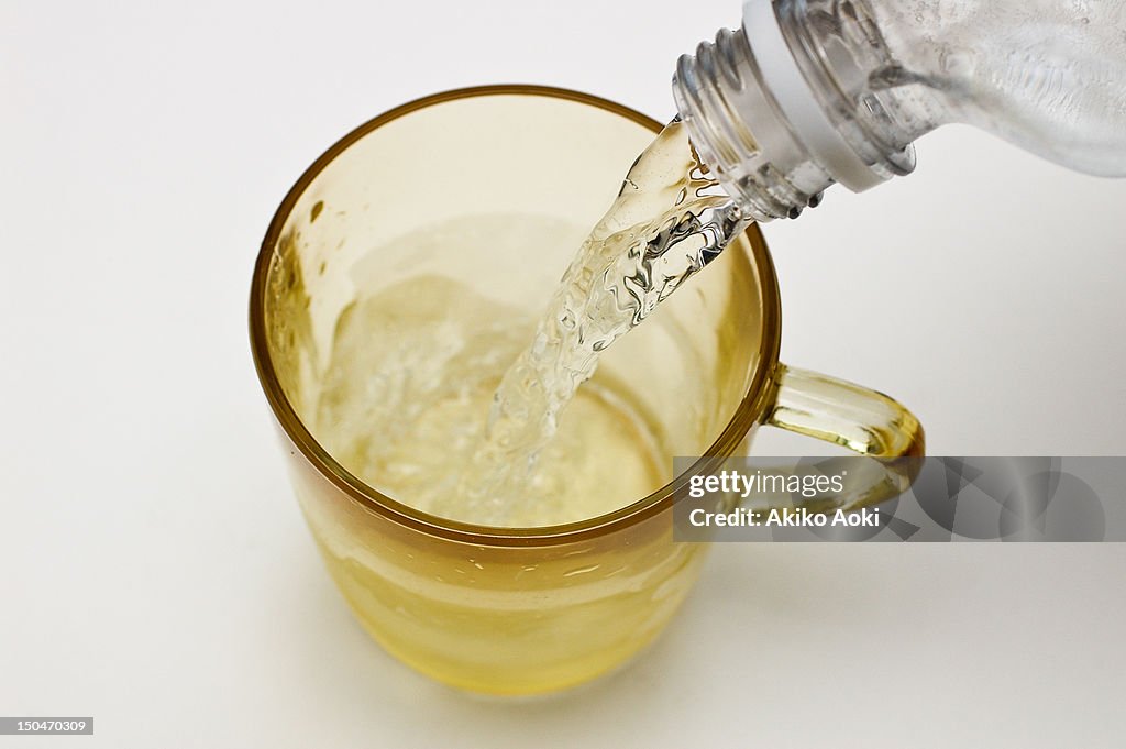 Cup and bottled water