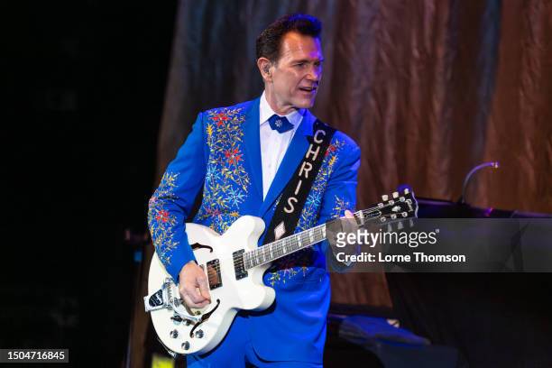 Chris Isaak performs at Eventim Apollo on June 29, 2023 in London, England.