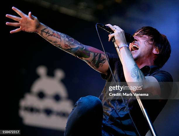 Benjamin Kowalewicz of Billy Talent performs at Lowlands Festival on August 18, 2012 in Biddinghuizen, Netherlands.