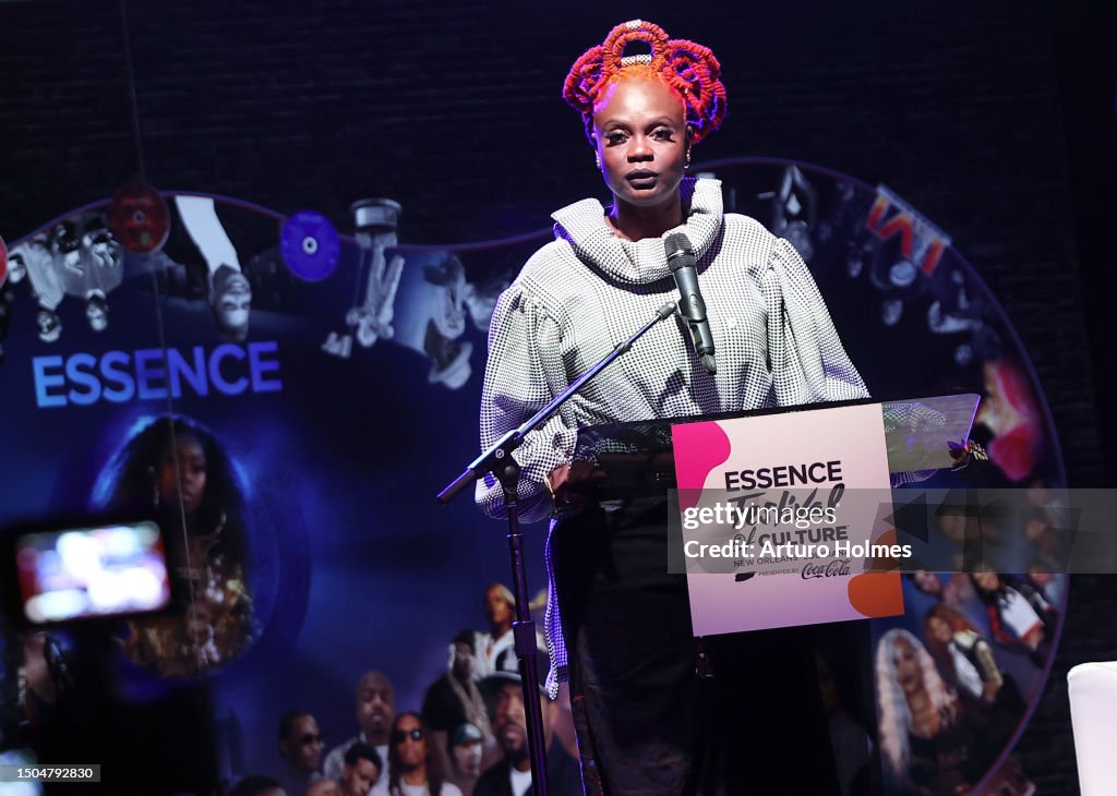Caroline Wanga, ESSENCE CEO, speaks onstage during the 2023 ESSENCE
