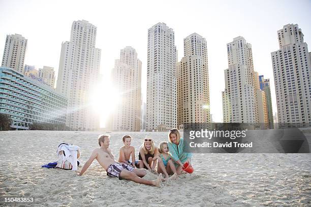 on jumeirah beach, dubai. - dubai family stock pictures, royalty-free photos & images