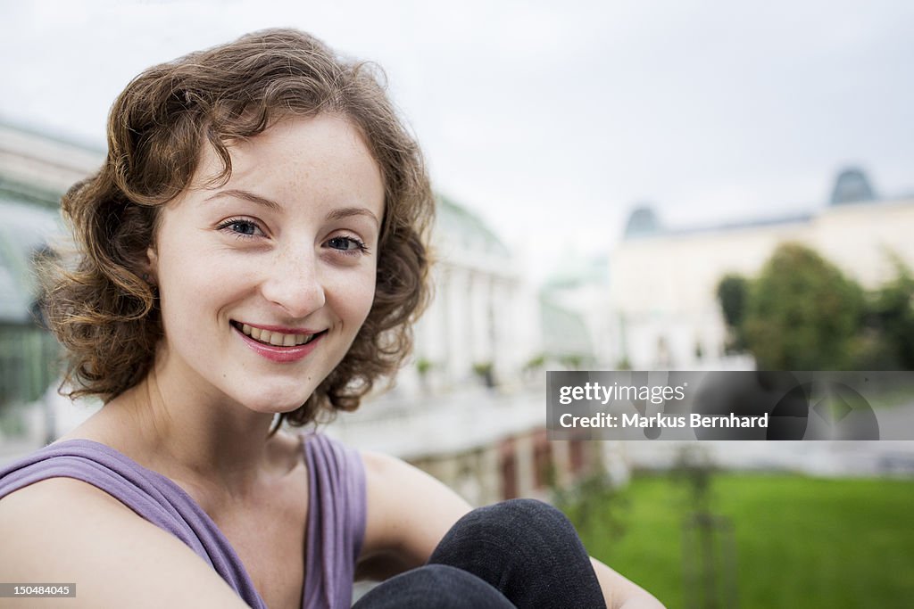 Smiling Woman in Vienna Burggarten