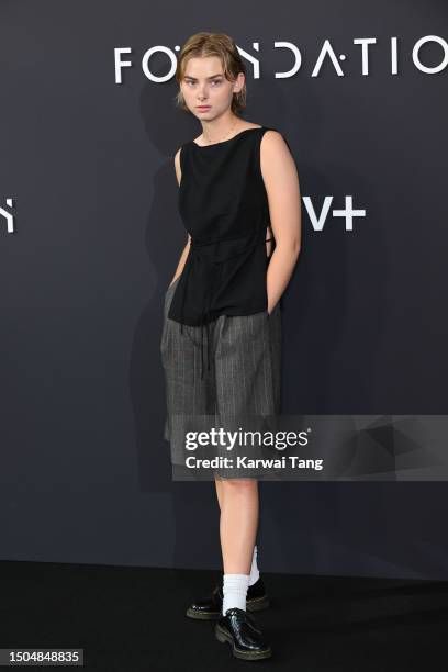Sandra Guldberg Kampp arrives at the "Foundation" Season 2 Global Premiere at Regent Street Cinema on June 29, 2023 in London, England.