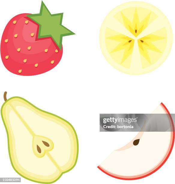 fruit icon set - apple slices stock illustrations