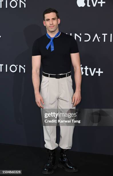 Dino Fetscher arrives at the "Foundation" Season 2 Global Premiere at Regent Street Cinema on June 29, 2023 in London, England.