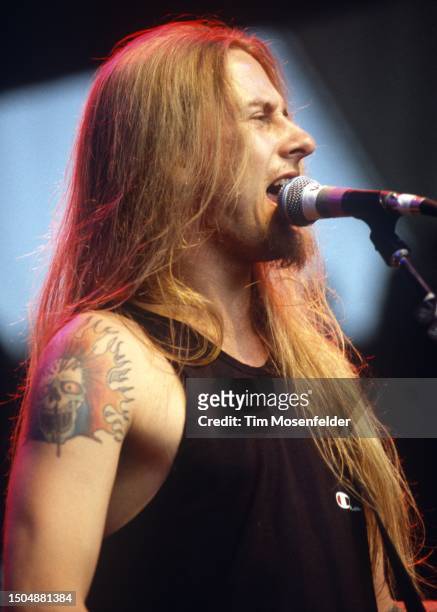 Jerry Cantrell of Alice in Chains performs during Lollapalooza at Shoreline Amphitheatre on June 23, 1993 in Mountain View, California.