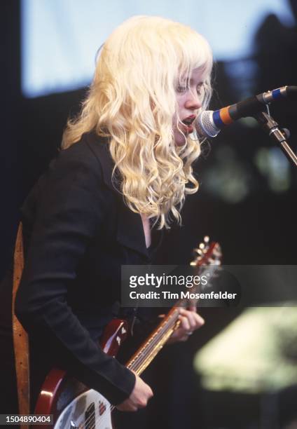 Kat Bjelland of Babes in Toyland performs during Lollapalooza at Shoreline Amphitheatre on June 23, 1993 in Mountain View, California.
