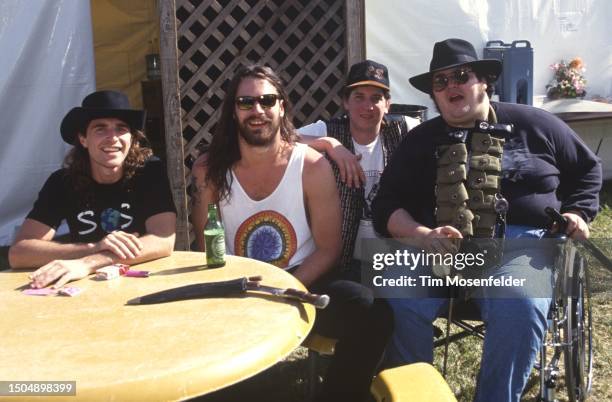 Bobby Sheehan, Chan Kinchla, Brendan Hill, and John Popper of Blues Traveler pose during Laguna Seca Daze at Laguna Seca Racetrack on May 29, 1993 in...