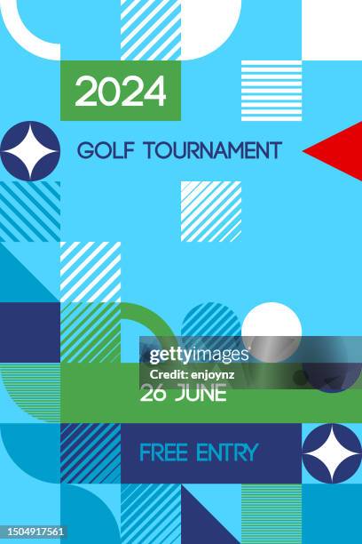 blue retro golf poster - golf pattern stock illustrations