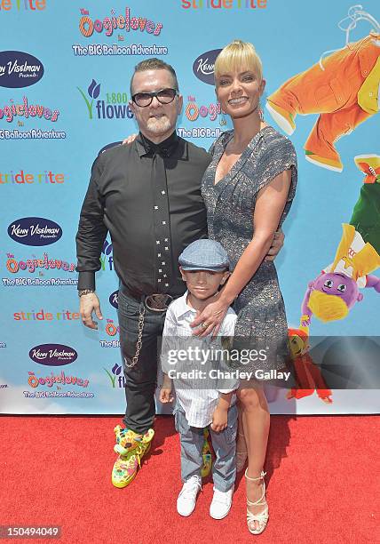 Creator-producer Kenn Viselman and actress Jaime Pressly and her son Dezi James arrive at the Los Angeles premiere of "The Oogieloves In The Big...