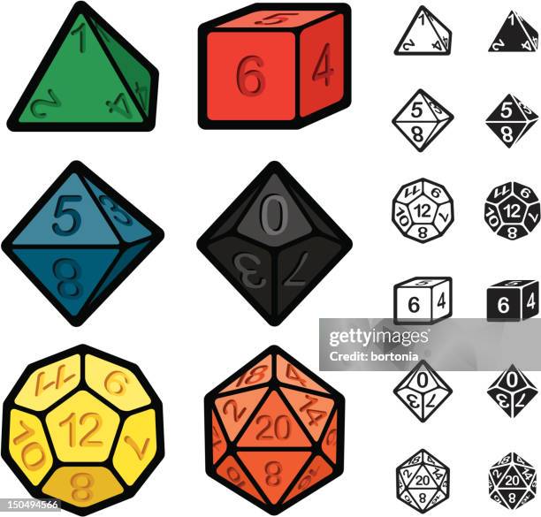 roleplaying games polyhedral dice set - nerd stock illustrations