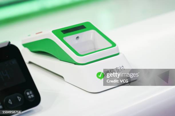 The booth of WeChat Pay is seen during 2023 China International Financial Exhibition on April 26, 2023 in Beijing, China.