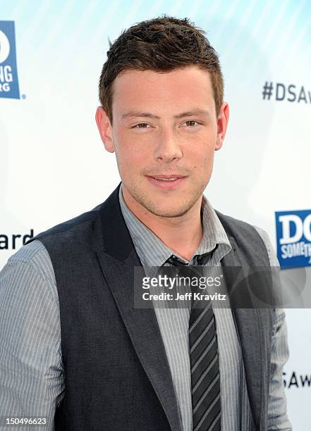 Actor Cory Monteith arrives at DoSomething.org and VH1's 2012 Do Something Awards at Barker Hangar on August 19, 2012 in Santa Monica, California.