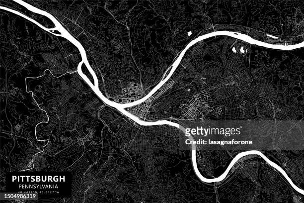 pittsburgh, pennsylvania, vereinigte staaten von amerika vektorkarte - abstract aerial stock-grafiken, -clipart, -cartoons und -symbole