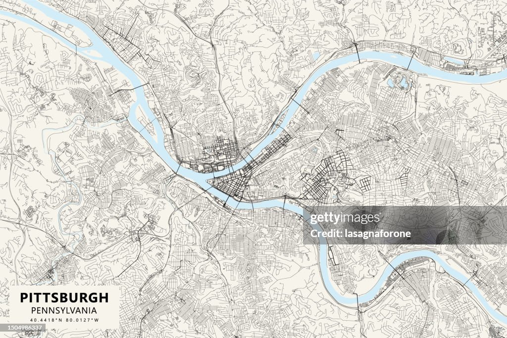 Pittsburgh, Pennsylvania, USA Vector Map