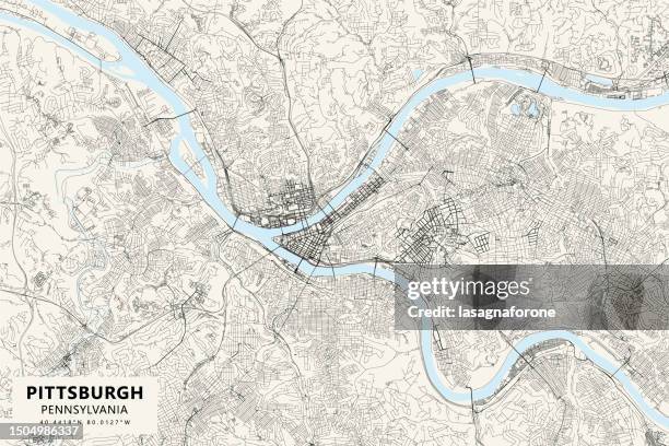 pittsburgh, pennsylvania, usa vector map - pittsburgh aerial stock illustrations