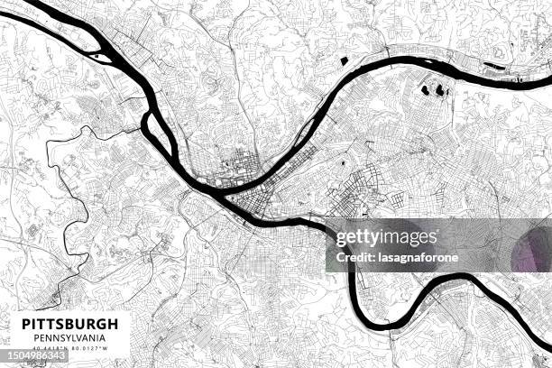 ilustrações de stock, clip art, desenhos animados e ícones de pittsburgh, pennsylvania, usa vector map - sistema de informação geográfica