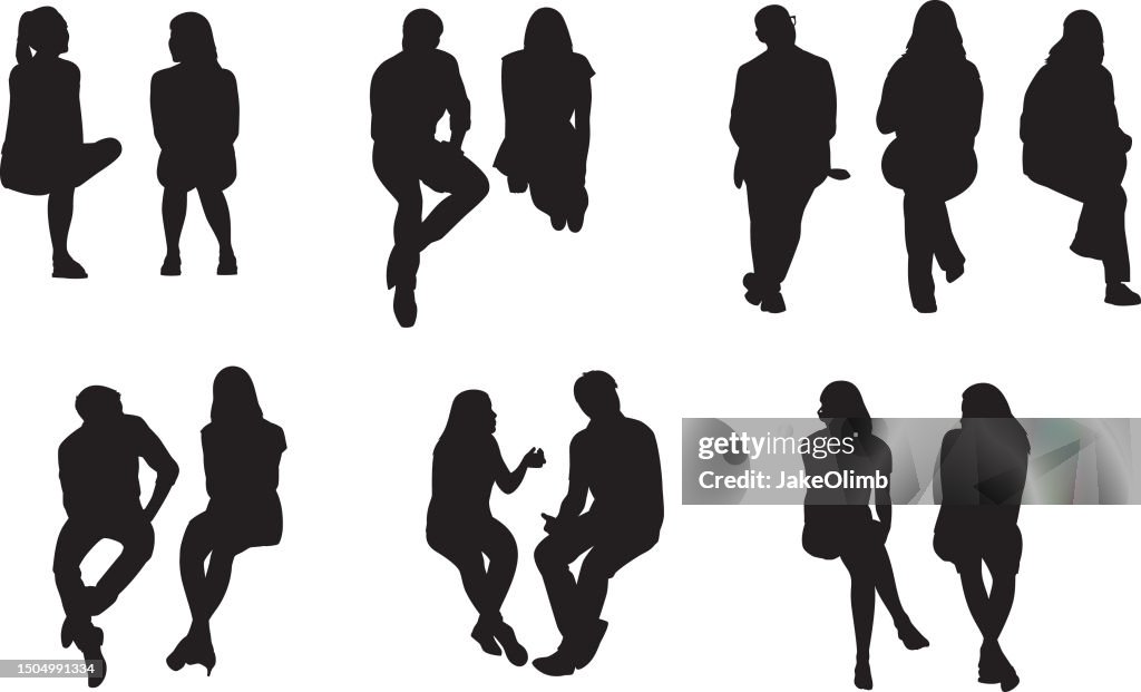 Menschen, die Silhouette 2 sitzen