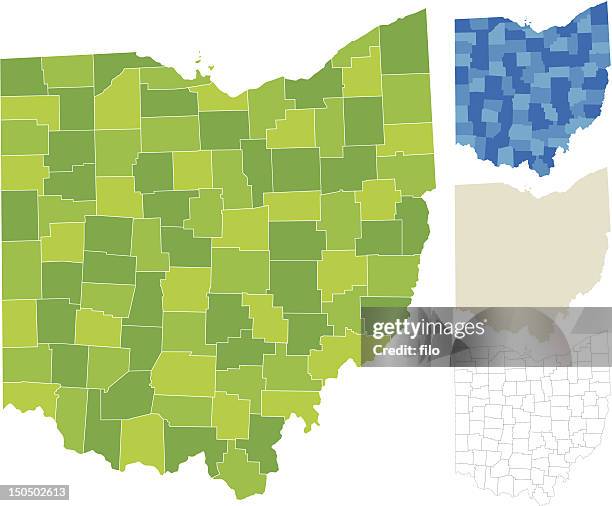 ohio county map - midwest usa stock illustrations