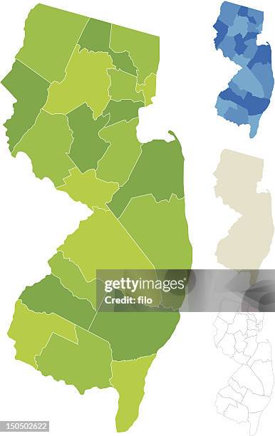 new jersey county map - new jersey map stock illustrations