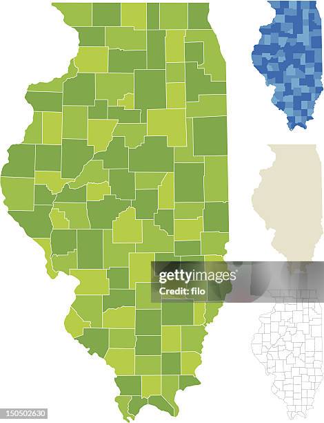 ilustrações de stock, clip art, desenhos animados e ícones de condado de illinois mapa - illinois