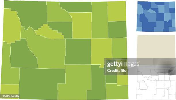 ilustraciones, imágenes clip art, dibujos animados e iconos de stock de mapa del condado de wyoming - wyoming
