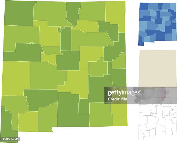 ilustraciones, imágenes clip art, dibujos animados e iconos de stock de nuevo méxico mapa del condado - new mexico