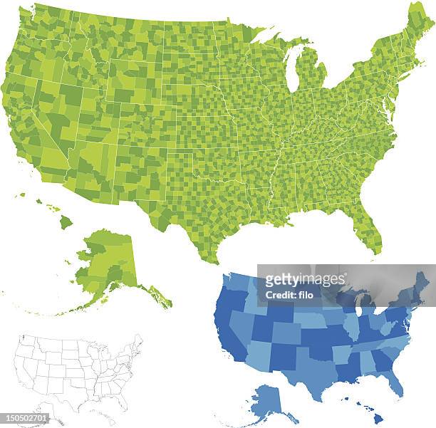 united states county map - mid atlantic usa stock illustrations