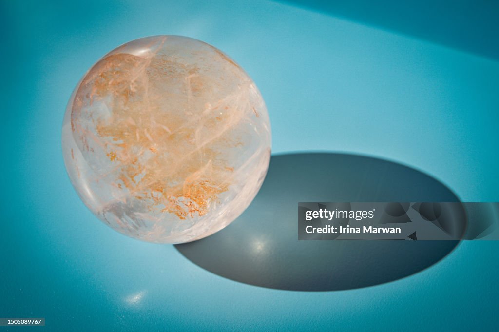 Rose quartz crystal sphere