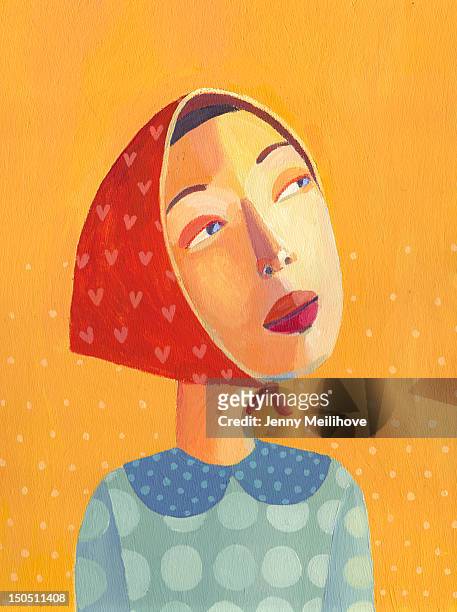 dreamy portrait - headscarf stock illustrations